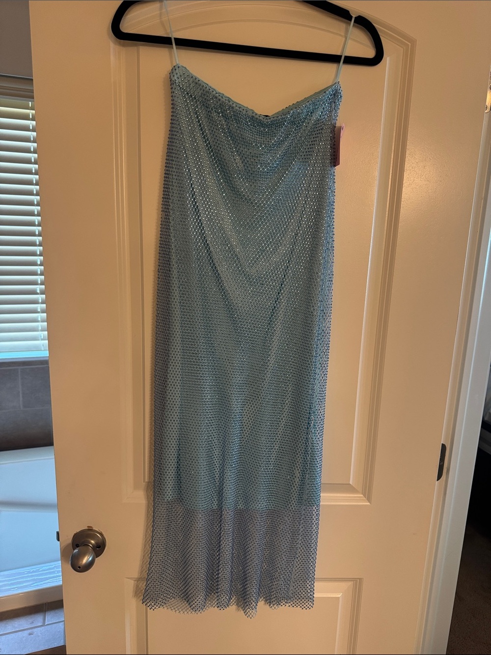 Wayf Light Blue Mesh Maxi Slip Skirt